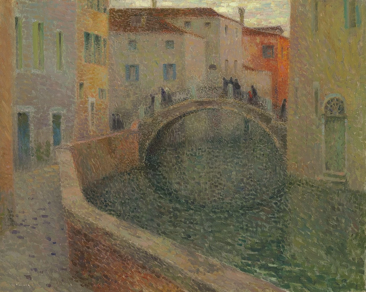 Henri Le Sidaner - Il piccolo canale, sera grigia, Venezia